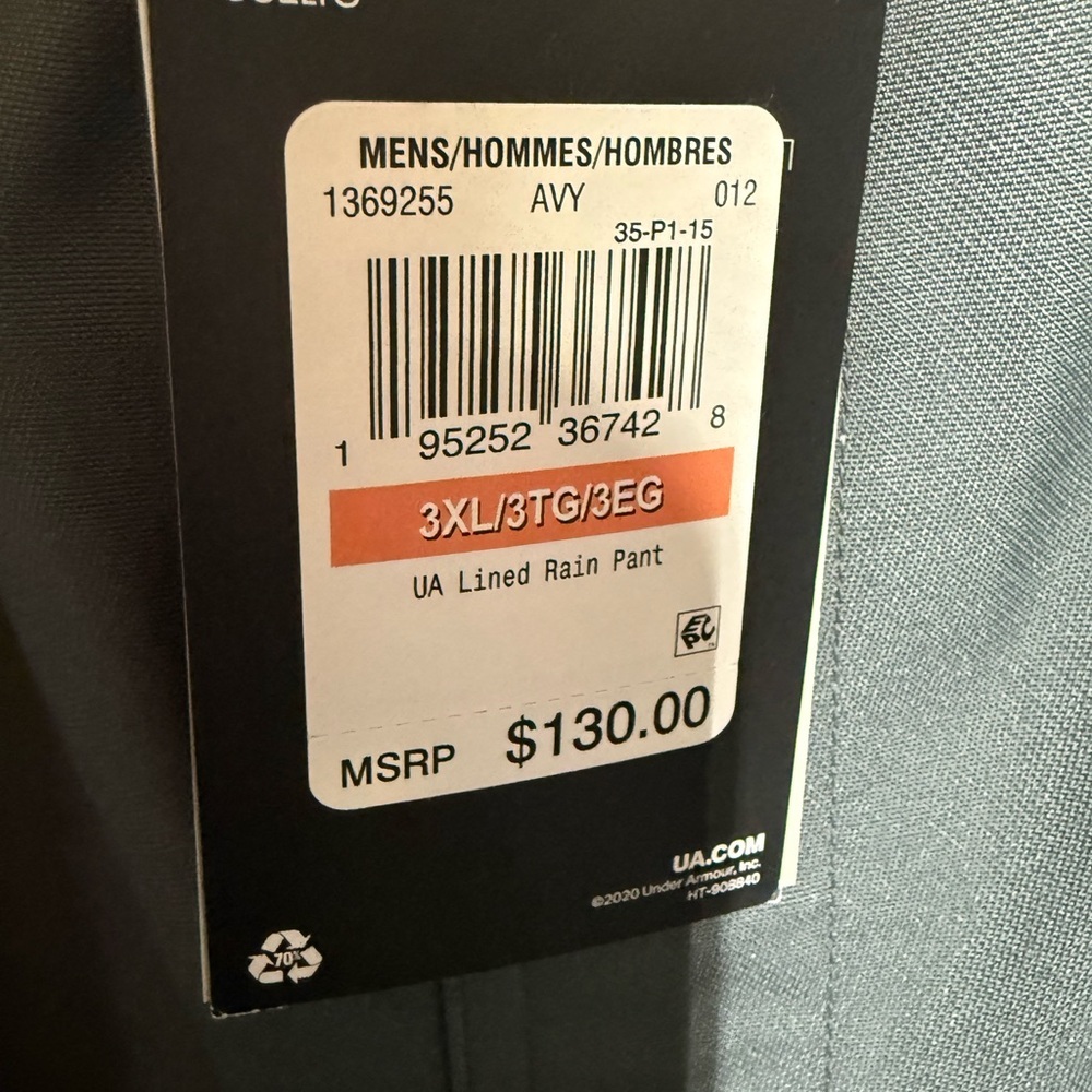 Under Armour Charcoal Lined Stormproof Rain Pants - Picture 7 of 9